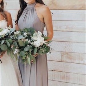 Unique light grey high next halter dress. Size 4.